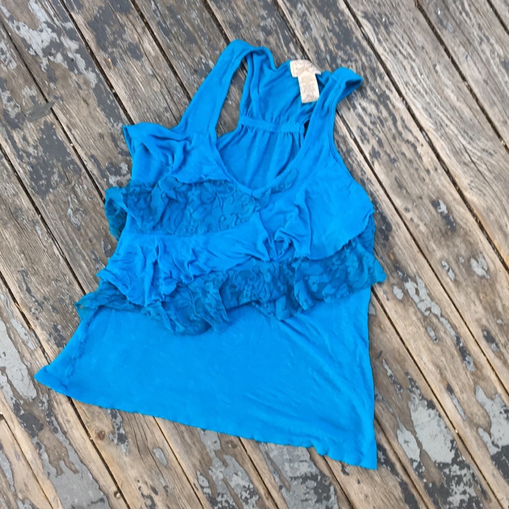 (3/$10) Eyelash Couture Ruffled Tank Top S